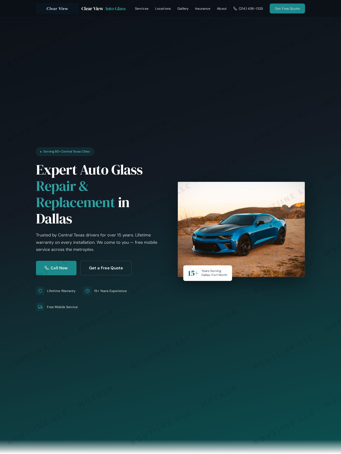Clear View Auto Glass — homepage layout